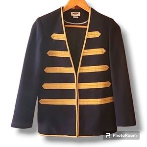 Zadig & Voltaire Ville Deluxe Military Navy Gold Wool Blend Blazer